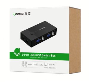 UGREEN USB KVM开关盒2端口VGA视频共享适配器2进1出手动切换器高清晰度输出视频分配器 - Product Image 6