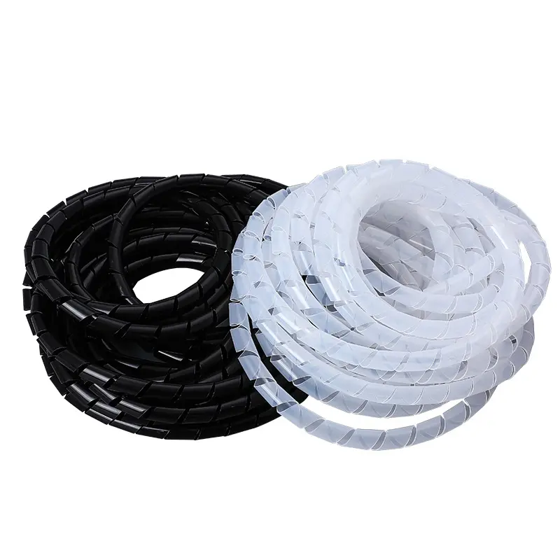 Factory direct sales can customize the thickness, and Hose Plastic Protective Black White Spiral Sleeve/