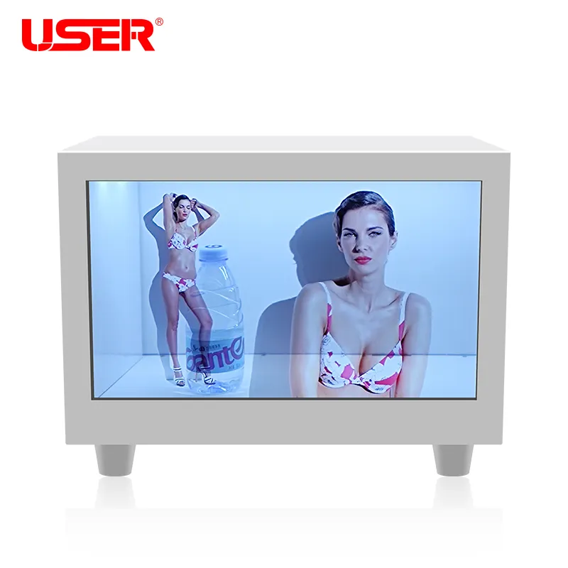 See Through Lcd Reclame Product Teller Showcase Transparante Lcd 3D Display Stand Box Touch Screen Lcd Vitrinekast