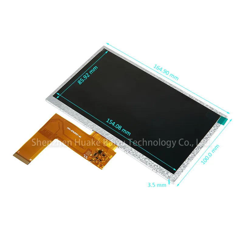 Full View LCD 7 นิ้ว 40 pin จอแสดงผล LCD RTP แผงสัมผัสอุปกรณ์เสริมแสงแดดอ่านได้หน้าจอ TFT LCD 7 นิ้ว 1024x600 จอแสดงผล IPS