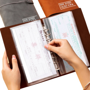 Custom Refillable 25pcs pp Pocket Softcover Pu Leather <strong>Notebook</strong> Loose-leaf Bind Bank Deposit <strong>Folder</strong> Bills Change Book Budget Pla - Product Image 2