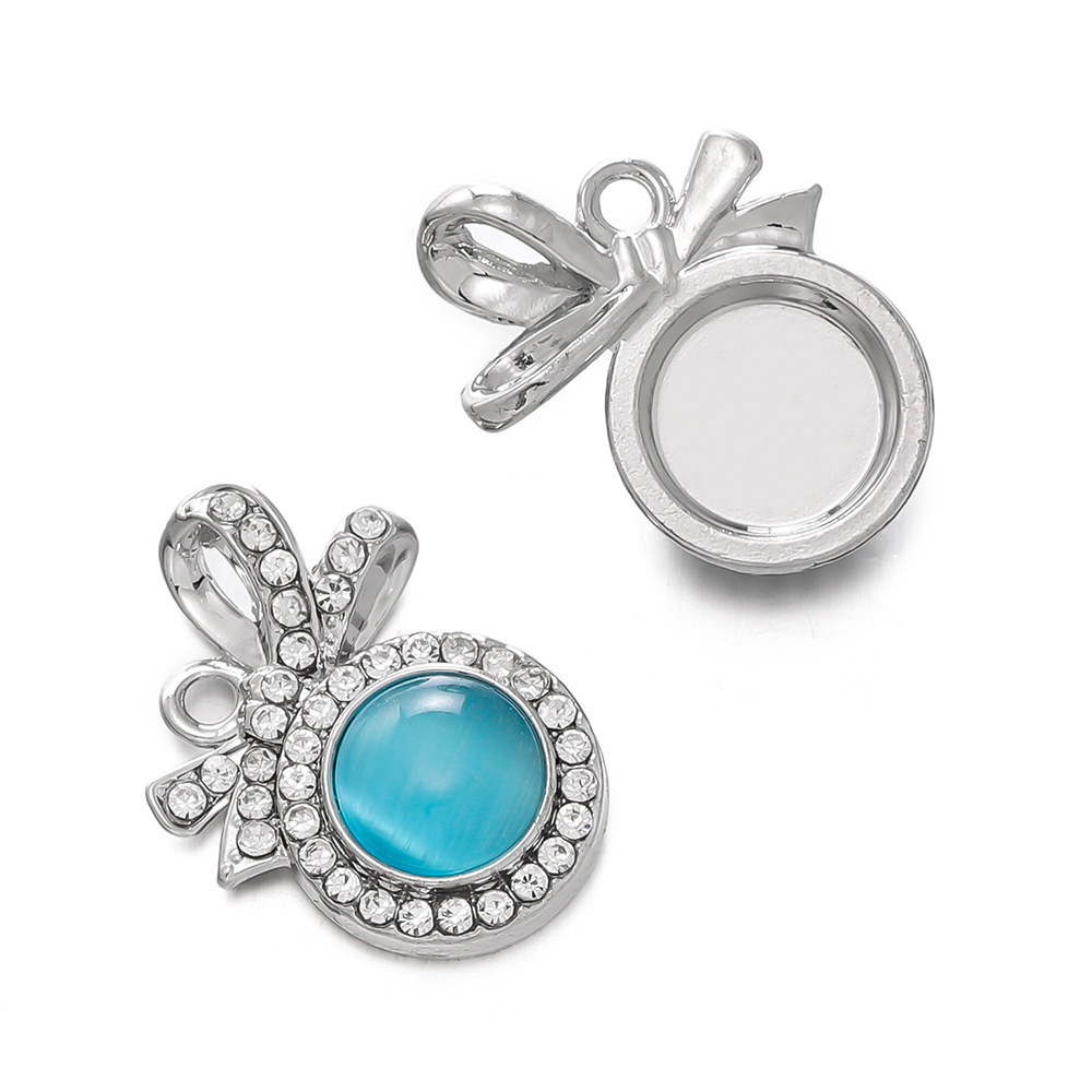 Pendentif strass oeil de chat - Blanc/Bleu