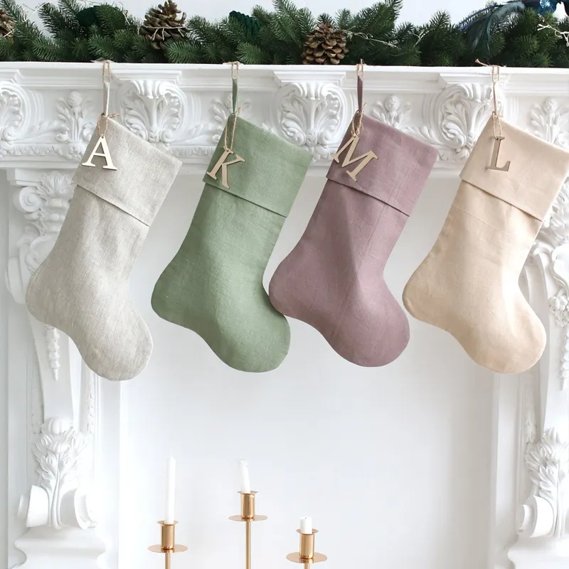 Offre Spéciale fait à la main Père Noël cadeau chaussettes couleur Pure Sublimation bas de Noël décorations de Noël de luxe
