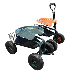 <strong>Red</strong> Aluminum Garden <strong>Cart</strong> with Short Handle Four-Wheel <strong>Rolling</strong> Stool Scooter Platform Structure OEM Customizable Storage Tray - Product Image 4