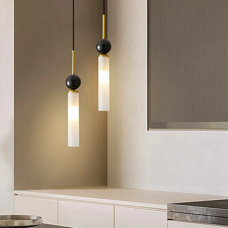 Modern Design Indoor Decoration Dining Room Living Room Kitchen Island Industrial Style Iron Alabaster Pendant Light
