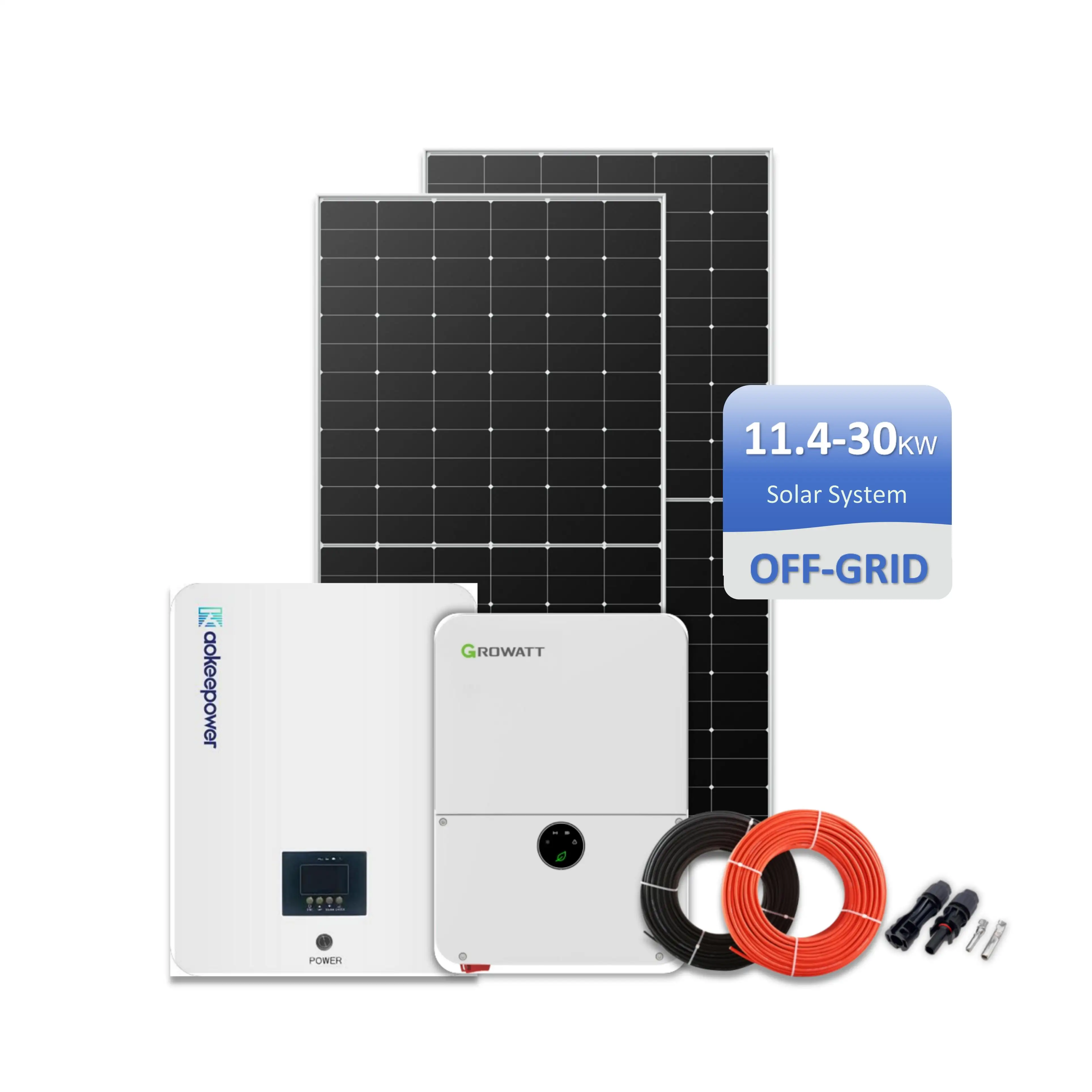 Proyecto de sistema de panel solar fuera de la red más vendido 12kw 15kw 20kw 25kw 30kw para luz de agua doméstica y agrícola