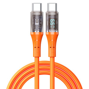 66W kalın naylon örgülü veri kablosu C-C PD + güç LED ekran akıllı telefonlar bilgisayarlar için hızlı şarj kablosu 1.2m trend tip-c - Product Image 3