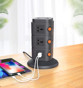 Enchufe de mesa Enchufe de extensión de torre 3 capas 10 salidas universales 4 puertos USB Cargador inalámbrico de 10W con interruptores individuales - Product Image 3