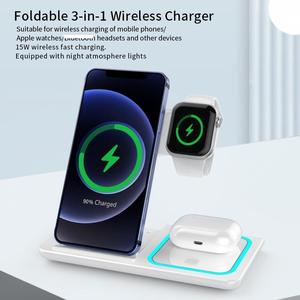 Multifunctional 15w 3 in <strong>One</strong> Wireless <strong>Charger</strong> Led Fast Charging Stand Dock for iphone and Android - Product Image 4