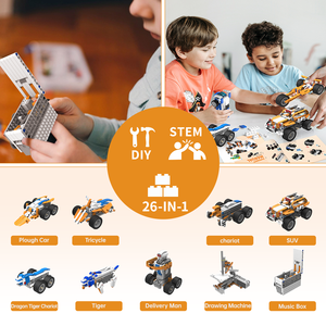 Robot giocattolo elettronico educativo Makerzoid a vapore per bambini 26 + 1 blocchi con funzioni di alimentazione e programma di codifica a blocchi - Product Image 5