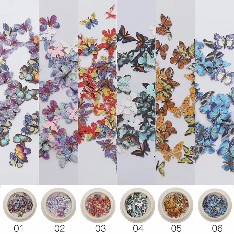 GUYO-calcomanías 3D de mariposa para manicura, venta al por mayor