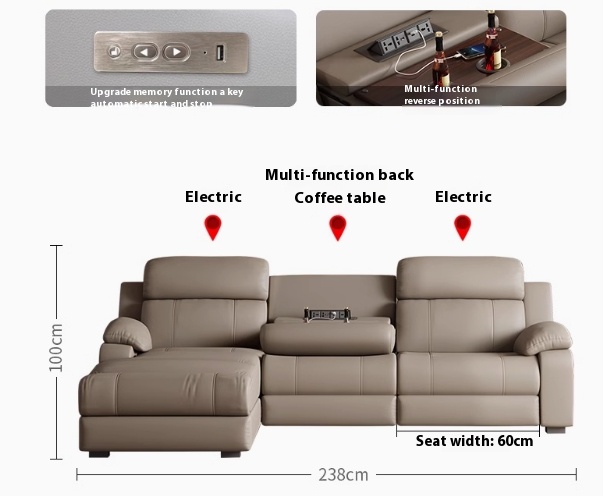 2.38m,3 seats,side electric,mid-coffee table,long electric