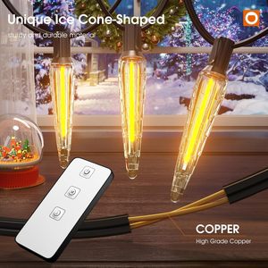 Christmas Decorations <strong>Remote</strong> Meteor Shower Waterproof Warm White Dual-Mode <strong>Timer</strong> Function Led Icicle Outdoor <strong>String</strong> <strong>Light</strong> - Product Image 3