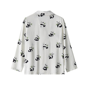 Lovely Cute Panda Print Pattern Viscose Daily Pijama Set