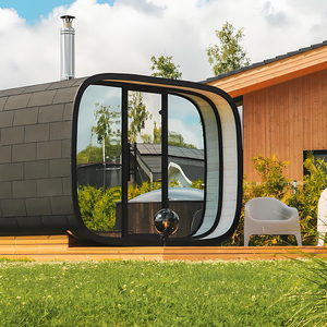 Modern Design Outdoor Cedar Wood Sauna Container with Cube Shape Black Color Dry Steam Function and <strong>Computer</strong> <strong>Control</strong> Panel - Product Image 2