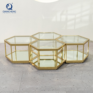 现代北欧风格六角形茶几玻璃和不锈钢简易茶几小公寓阳台 - Product Image 5