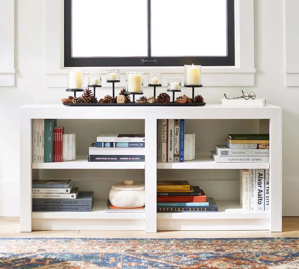 Estantería moderna de lujo para sala de estar, mueble de estilo americano, de roble blanco bajo