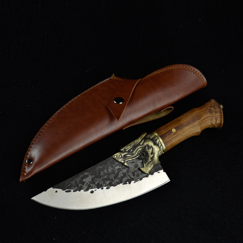 Dragon chi moon blade leather jacket brown