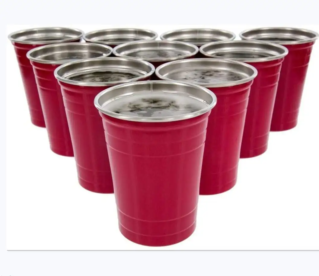 बियर पिंट Tumblers शॉट कप धातु रचनात्मक मग स्टेनलेस स्टील Stackable एकल दीवार पुन: प्रयोज्य पार्टी Cups16 औंस लाल कप
