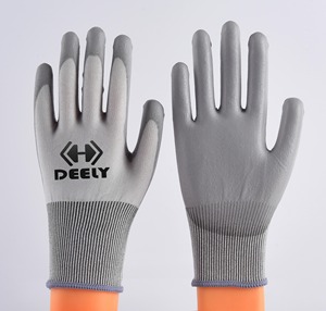 ถุงมือทำงานเคลือบนิ้วใส่ได้กับฝ่ามือถุงมือ ESD คาร์บอนไฟเบอร์ ESD PU สำหรับสายผลิตภัณฑ์อิเล็กทรอนิกส์ - Product Image 1