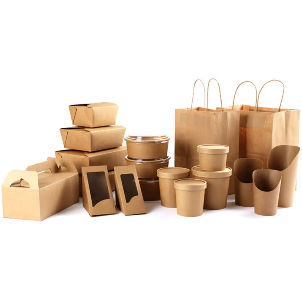Caixa de papel de embalagem rápida biodegradável, embalagem impressa reciclável descartável