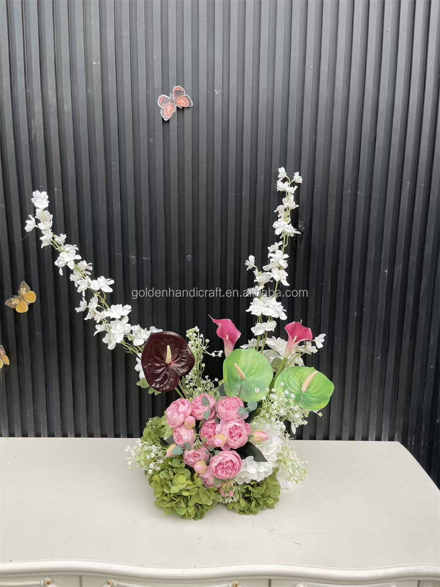 Boule de fleurs vert rose 35cm