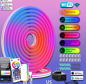TUYA WIFI Smart LED Neon Light Strip 5M RGB Silicona Control remoto Running Light Strip con música 12V Voltaje de entrada - Product Image 3