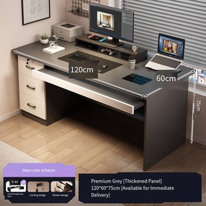 デスクトップコンピュータ使用のための引き出しとキーボードトレイを備えたモダンな大型ホームオフィス学生ライティング研究デスク - Product Image 3