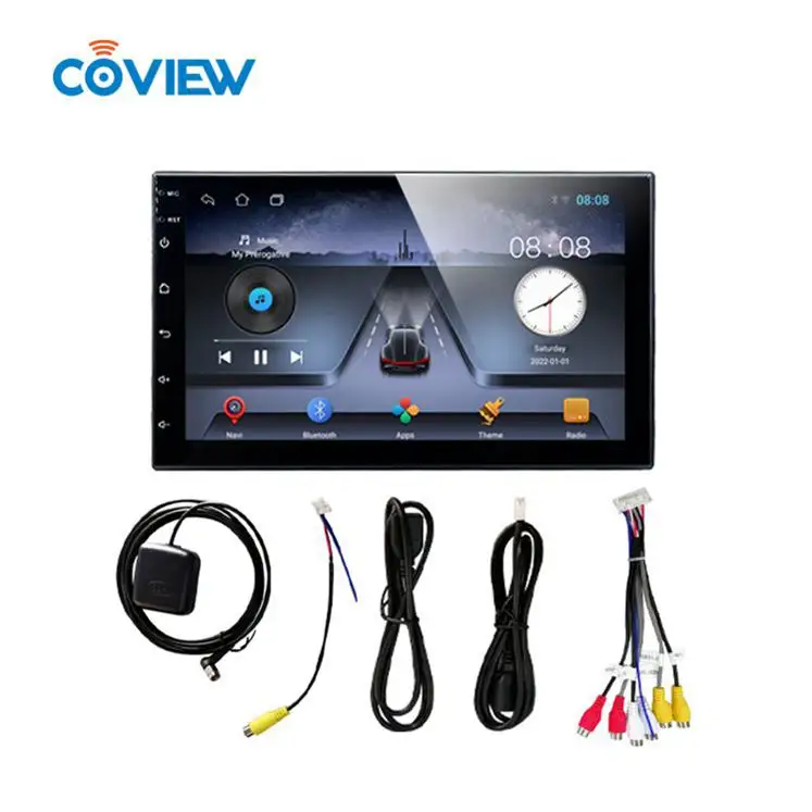 Coview ، شاشة تعمل باللمس عالمية 2 Din متعددة الوسائط مزدوجة Din 7 بوصة نظام السيارة الأصلي أندرويد 10