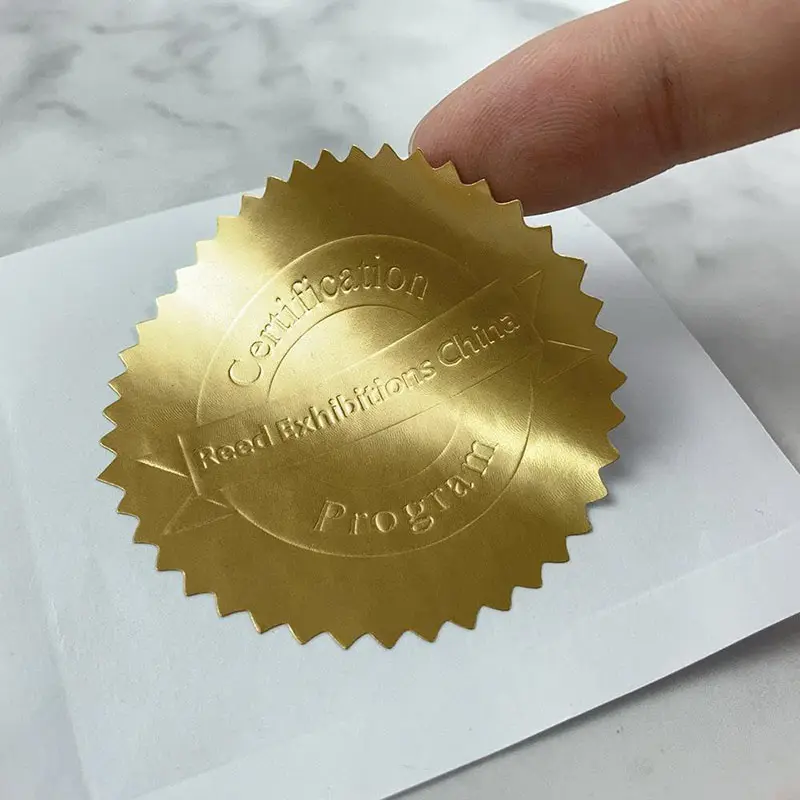 Etiquette autocollante ronde en feuille d'or avec logo 3d de marque personnalisée en gros Autocollant doré en relief pour l'emballage des enveloppes cadeaux