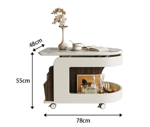 Mesa de centro multifuncional para muebles crema con ruedas, mesa de centro ajustable con parte superior elevada móvil, almacenamiento de espacio pequeño, mesa de centro para el hogar - Product Image 6