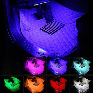 RGB גמיש LED הרצועה עם אלחוטי מרחוק קול הופעל בקרת רכב פנימי פנים רגל אווירה אור 12V