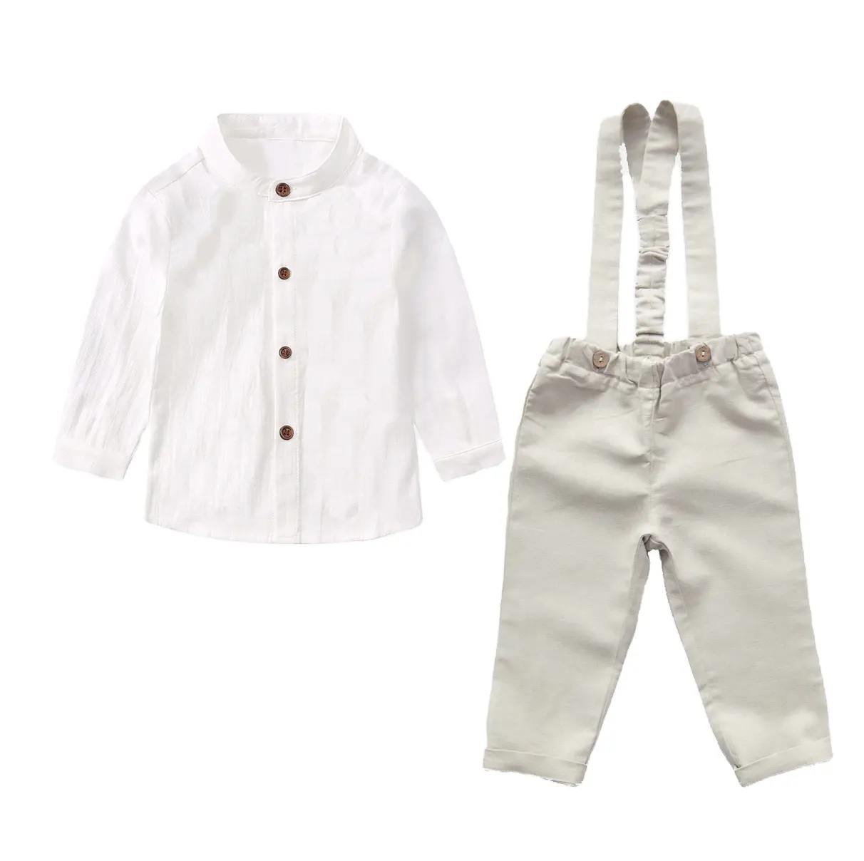 Personalizado Children's Birthday Gentleman's Dress Toddler Baby Boy Linen Carrier Pants Meninos Wedding Suspender Outfit 1-3 Anos