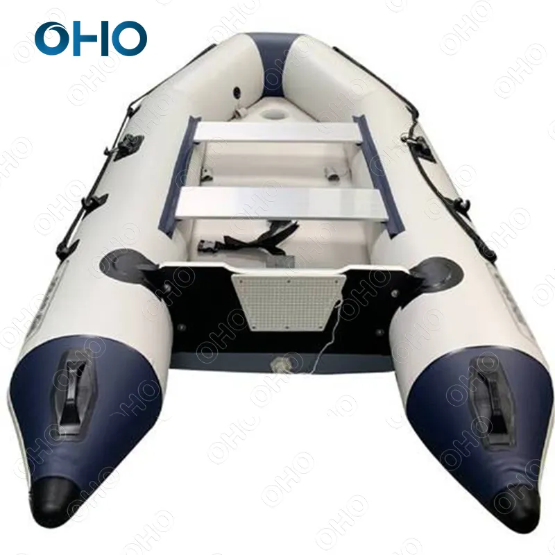 OHO-bote de pesca inflable de goma, 2m, 3m, 4m, suelo de cubierta de aire de PVC Hypalon con motor para el mar, venta al por mayor