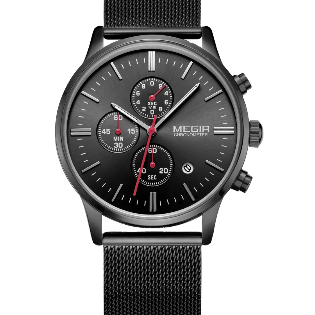 MEGIR — montre de marque minimaliste pour hommes, 2011, bracelet en acier inoxydable, chronographe