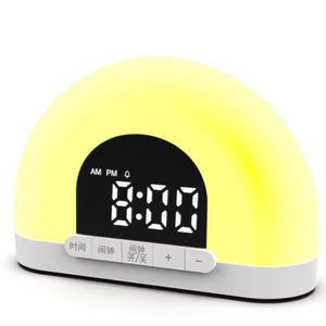 Reloj de escritorio de semicírculo con Control de botones Reloj despertador de amanecer con luz cálida Reloj de mesa portátil Luz de despertador - Product Image 1