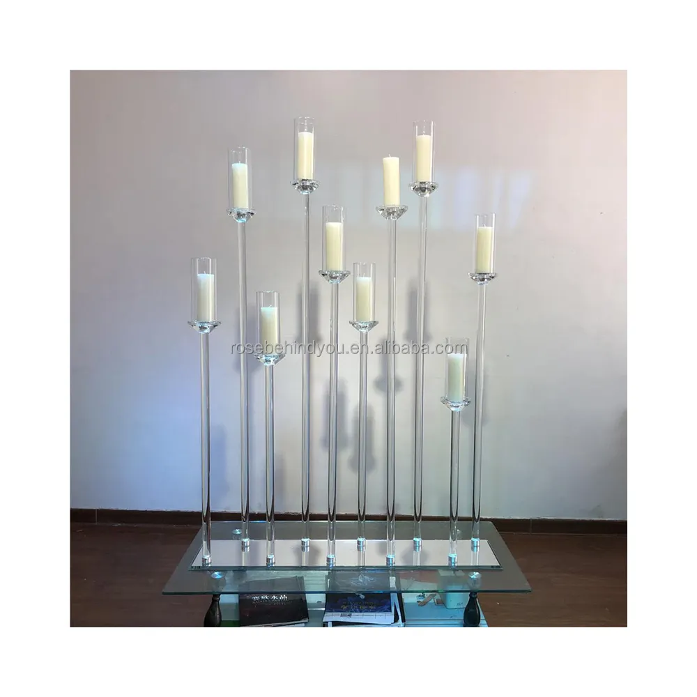 Glass candle holder stage back drop wedding decorations crystal candle holder for wedding