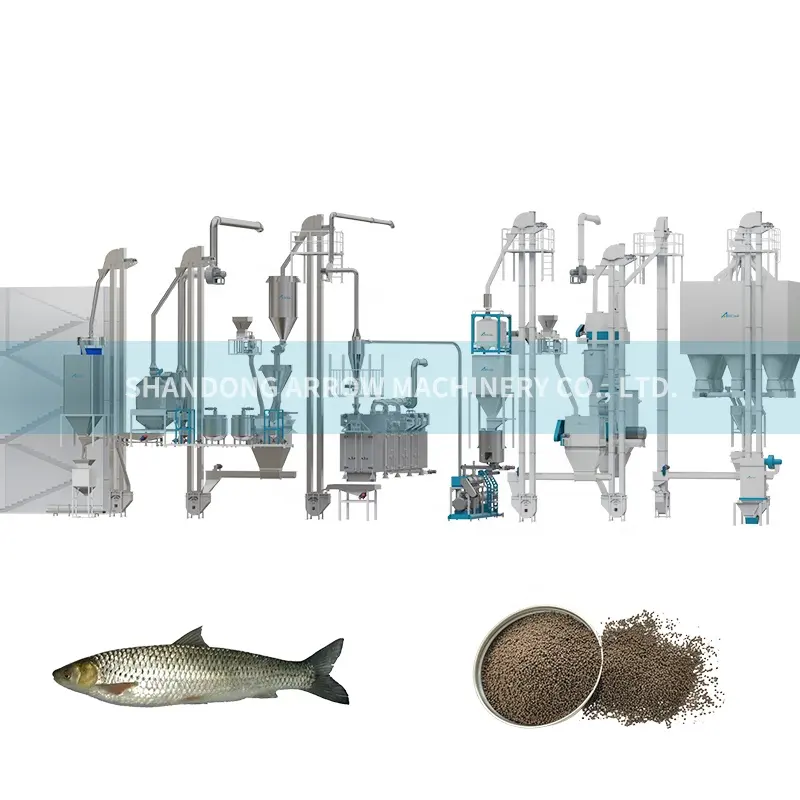 Linha de produção extrudada de grande capacidade para máquinas de fabricação de ração para peixes de estimação