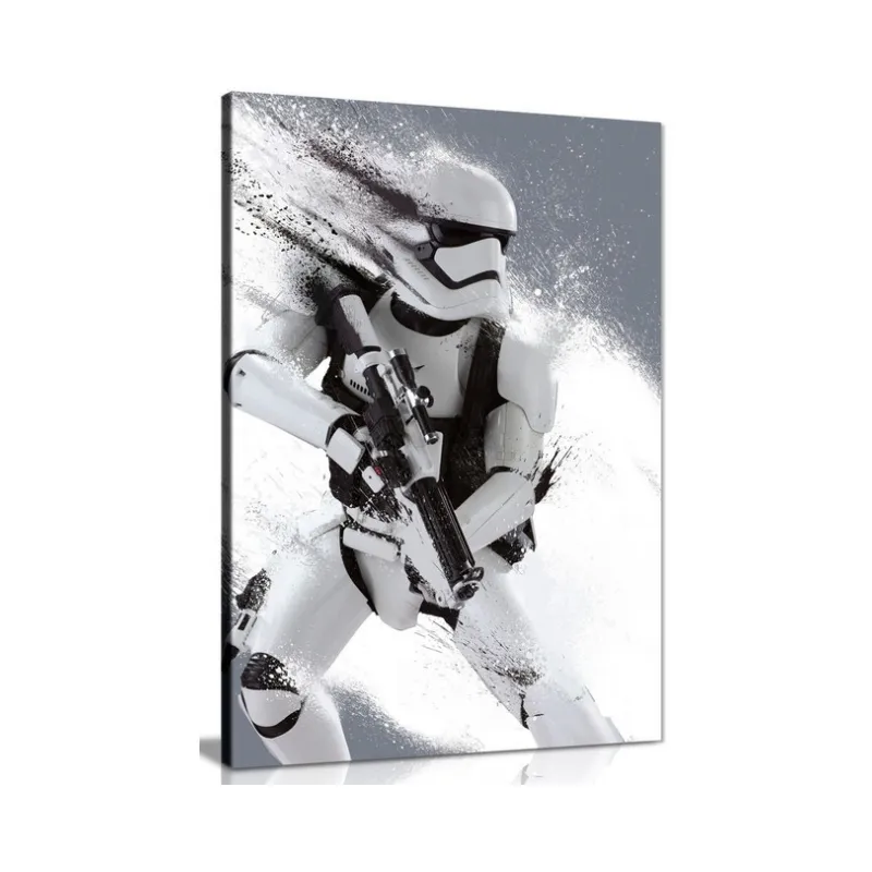 Retrato de Stormtrooper de Stars Wars, lienzo en blanco y negro, pintura de arte de pared, Impresión de imagen, decoración del hogar, icono famoso, marcos de película, imagen