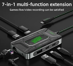 Plextone GS1 <strong>Ethernet</strong> Hub <strong>6</strong> in 1 Type-C Hub Tablet Converter Docking Station RJ45 <strong>Ethernet</strong> Cable to 3.5mm 100W PD Charging Port - Product Image 5