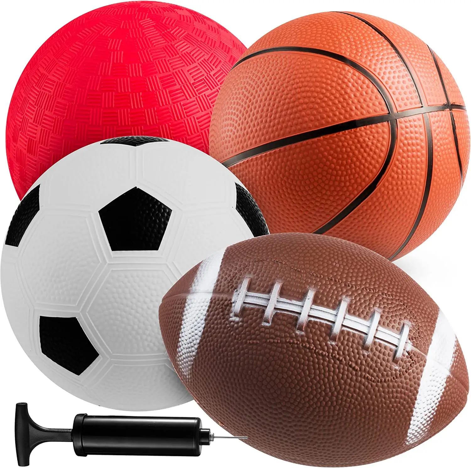 Sport Ballen Met Handpomp Voor Kinderen En Peuters-(Pak Van 4) 6-Inch Diameter Rubber Sport Bal Speelgoed Set Omvat Voetbal, Soc