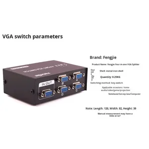 FJ-15-4C 4ポートVGA SVGAモニター共有スイッチボックス4 in 1 Out液晶PC TVモニター用 - Product Image 4