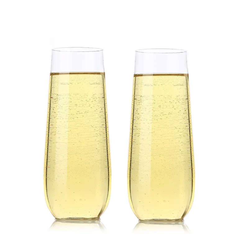 Verres à champagne en plastique transparent, 2 pièces, 9oz, verres à flûte, cristal, à vin rouge, tasses à champagne