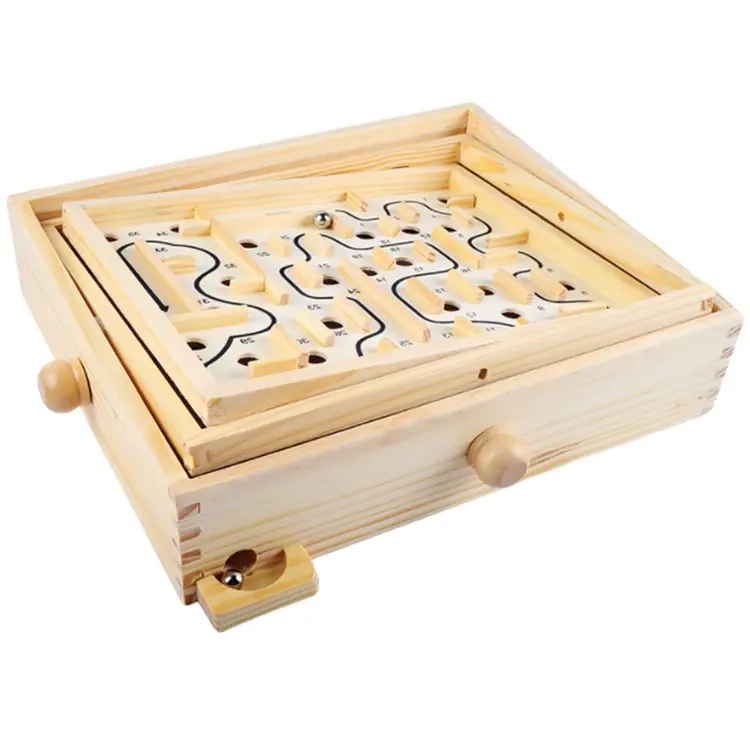 Mini Wooden Labyrinth Board Game Early Education Toy Intelligence Training Labyrinth Board Game Anti Stress Toy
