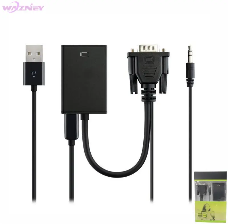 VGA to HDMI Converter Adapter Cable With Audio Output 1080P HDMI Female Adapter USB power supply For PC laptop to HDTV