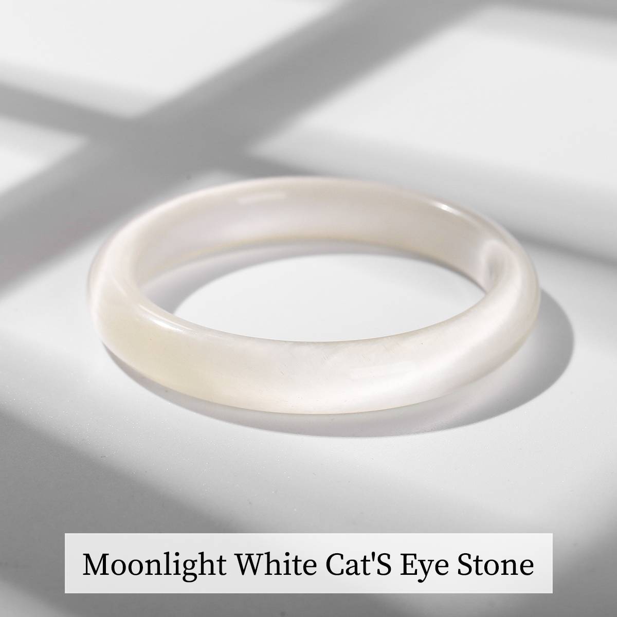 Moonlight White Cat'S Eye Stone Bangle