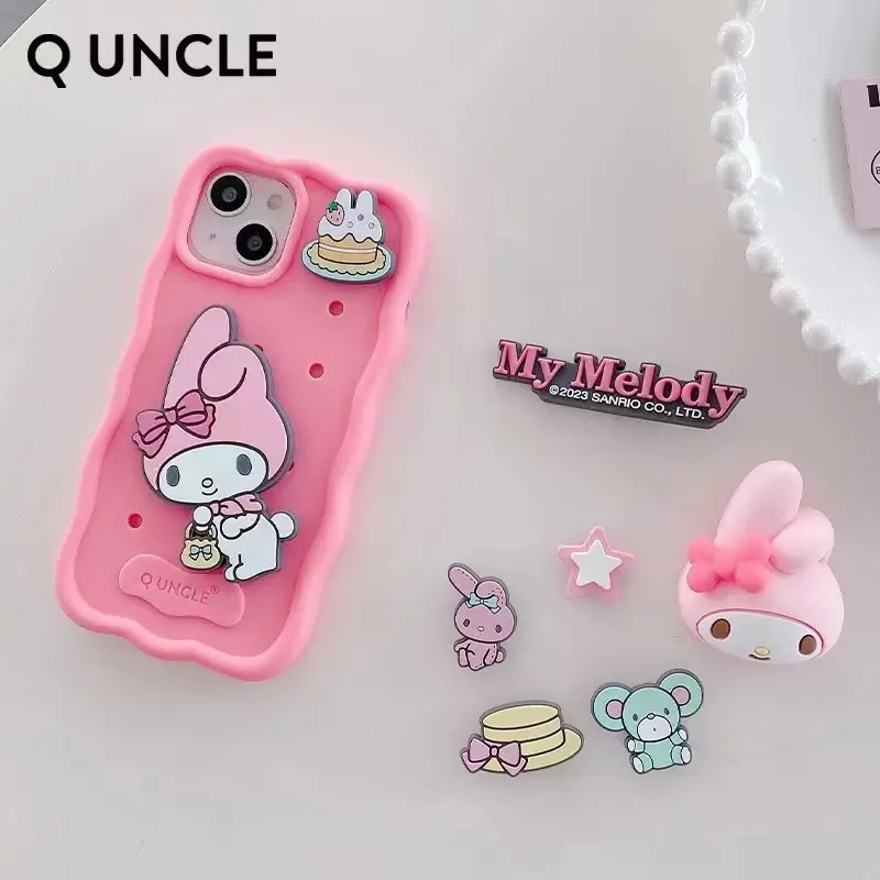 Karikatür sanrio 3D bebek silikon telefon kılıfı Apple 13P delik DIY SMT yumuşak telefon kılıfı iphone için kılıf 13 14 15 Pro Max hücre kapağı