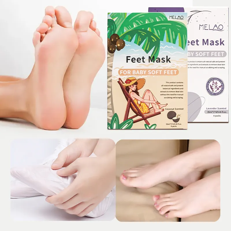 Private Label La Cura Della Pelle Del Piede Menta Mascherina Del Piede Esfoliante Piede Maschera Peeling Donne Scarpe Tacchi OEM