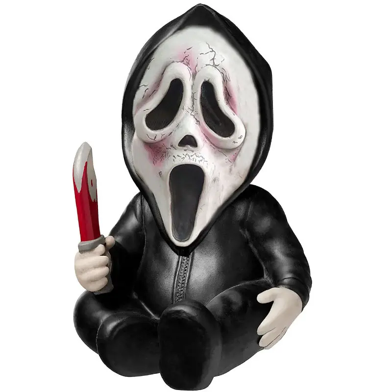 Scream boneka wajah hantu ornamen Halloween, untuk alat peraga hantu dan dekorasi pesta