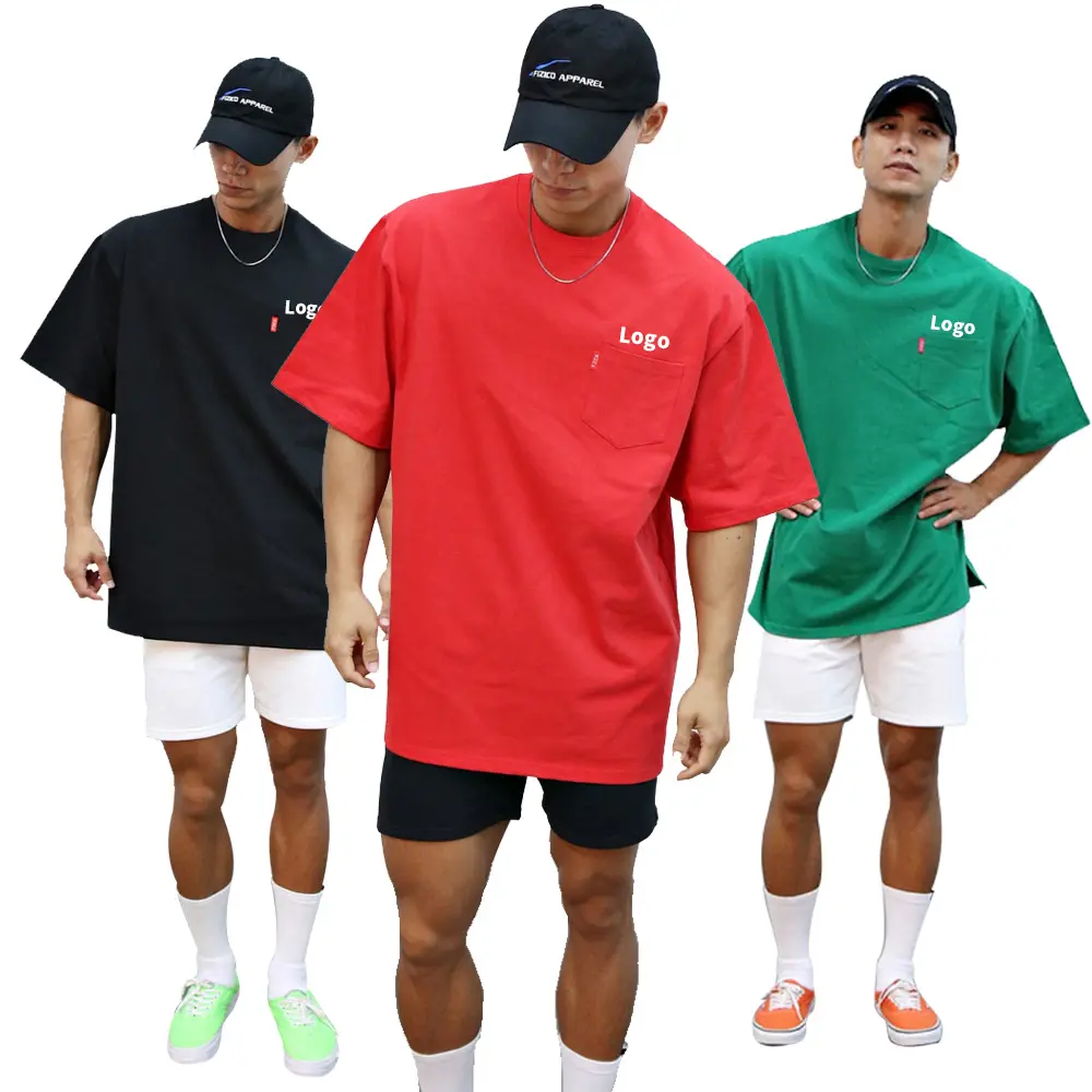 Übergroße Relax Fit Super weiche Plus Size Polyester T-Shirts Kurzarm Blank T-Shirt für Männer mit Tasche